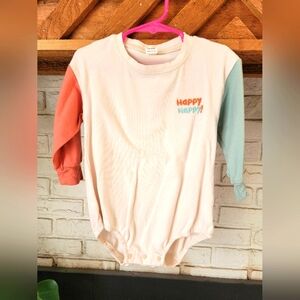Shein Happy Happy 2 Tone Long Sleeve Bodysuit Size 18-24 Months